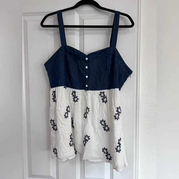 Torrid Chambray floral baby doll top - Picture 2 of 10